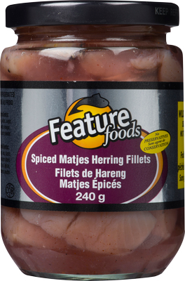 Feature Foods Spiced Matjes Herring Fillets 240g Jar
